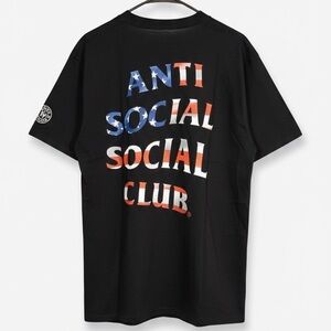 Anti Social Social Club USA Flag Paris Tee Black Size L NWT